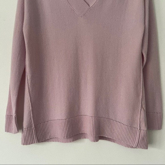 Vince XXS Pointelle Trim V Neck Cashmere Sweater - Picture 10 of 11